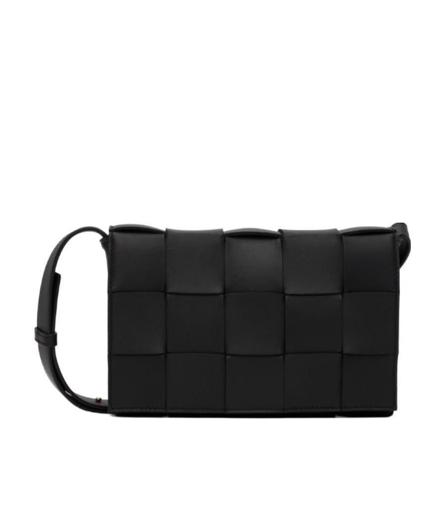 Bottega Veneta Womens Black Cassette Small Intrecciato Leather Cross-body Bag In Black