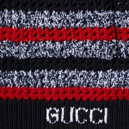Gucci Striped Cotton Cardigan With Intarsia In Multi