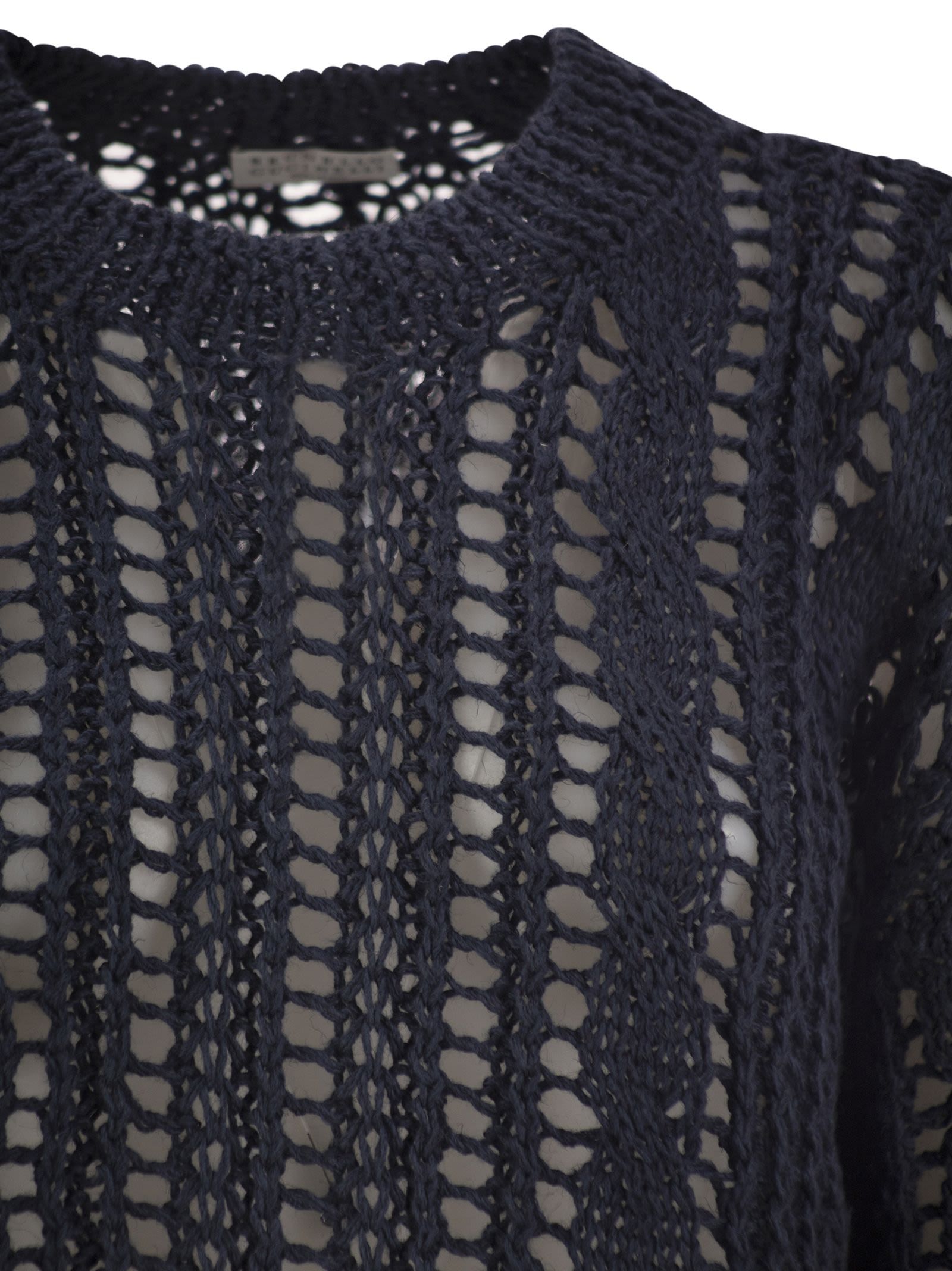 Shop Brunello Cucinelli Crewneck Open Knit Jumper In Black