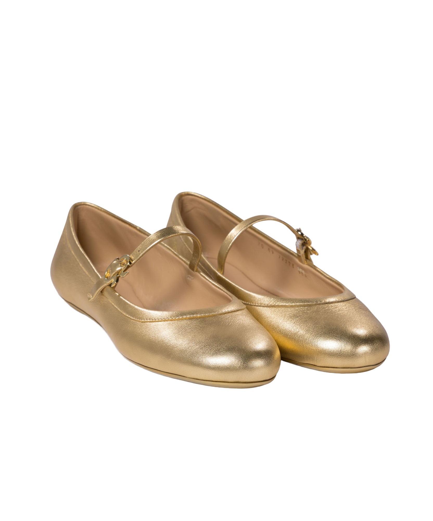 Gianvito Rossi Elegant Ballerina Flats With Ribbon Buckle In Nude