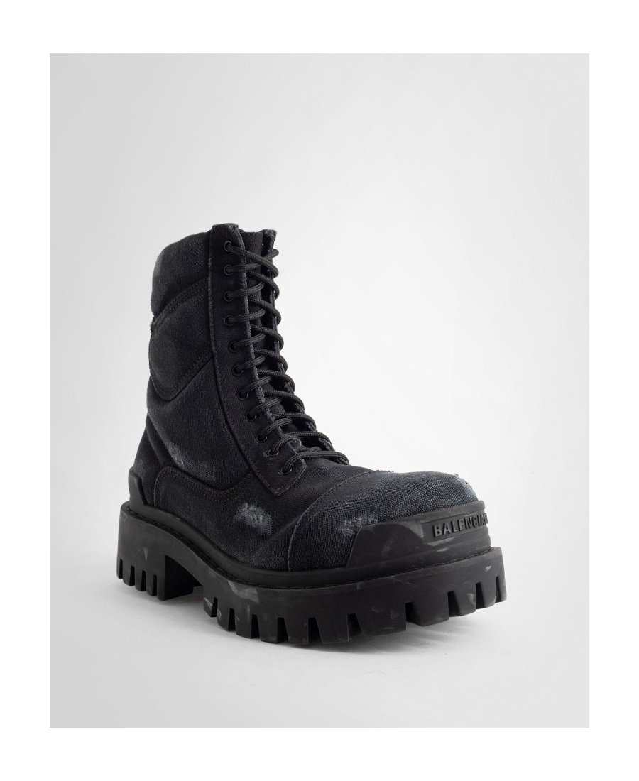 Balenciaga Lace-up Combat Boots In Black