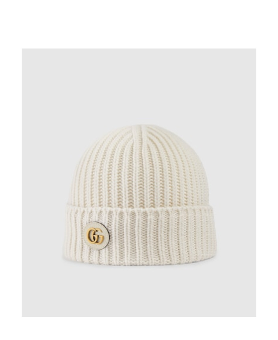 Gucci Double G Cashmere Beanie In White