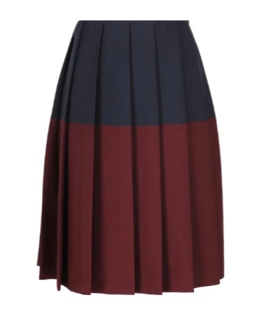 Miu Miu Colorblocked Pleated Wool Midi Skirt In Black