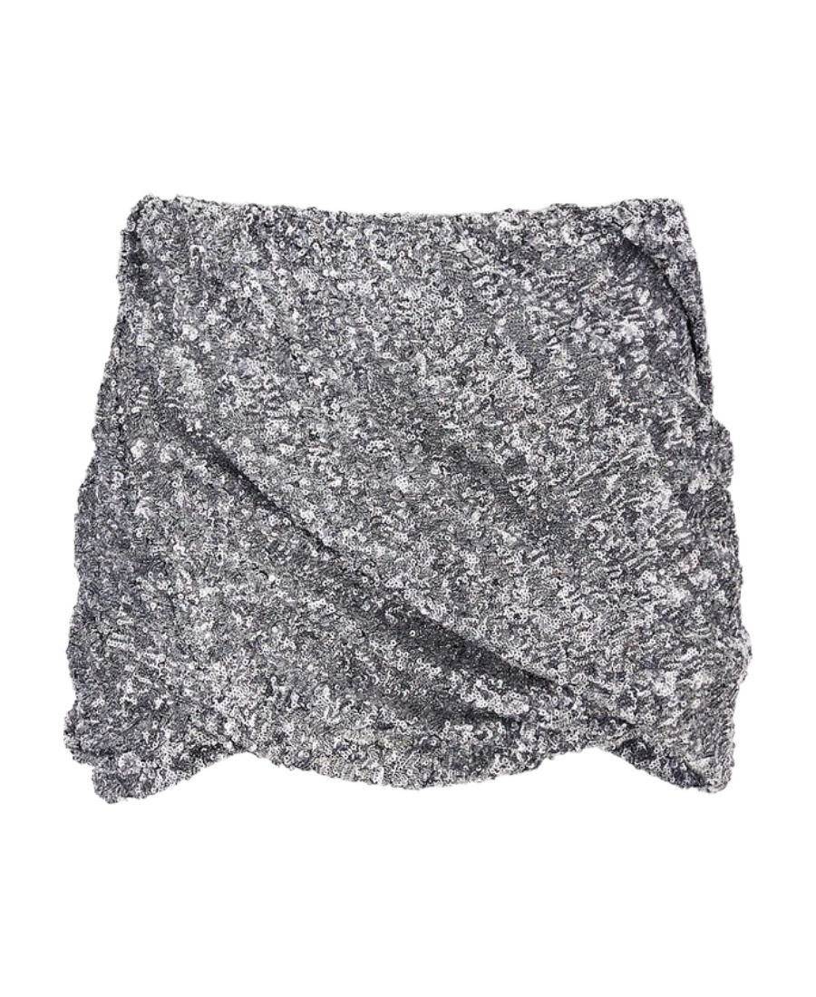 Attico The All-over Sequinned Mini Skirt In Gray