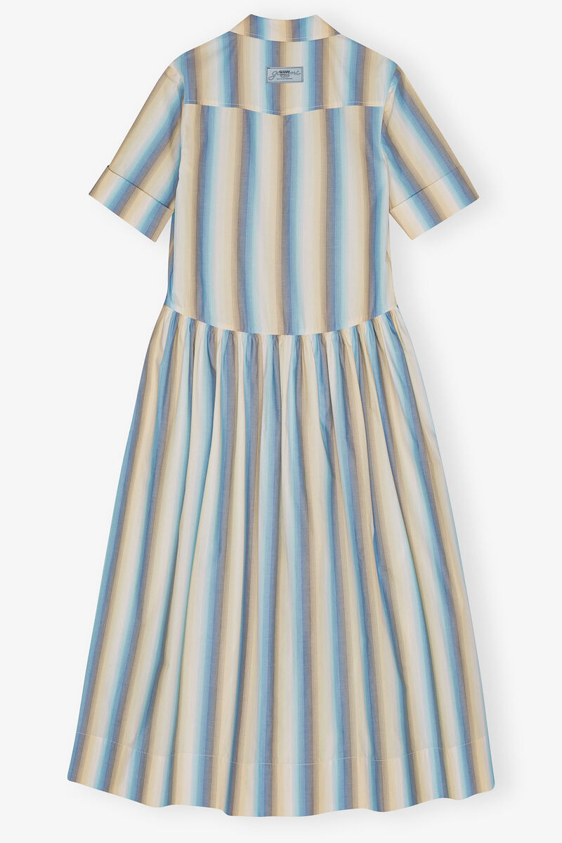 Ganni Ombre Striped Maxi Shirt Dress In Multi
