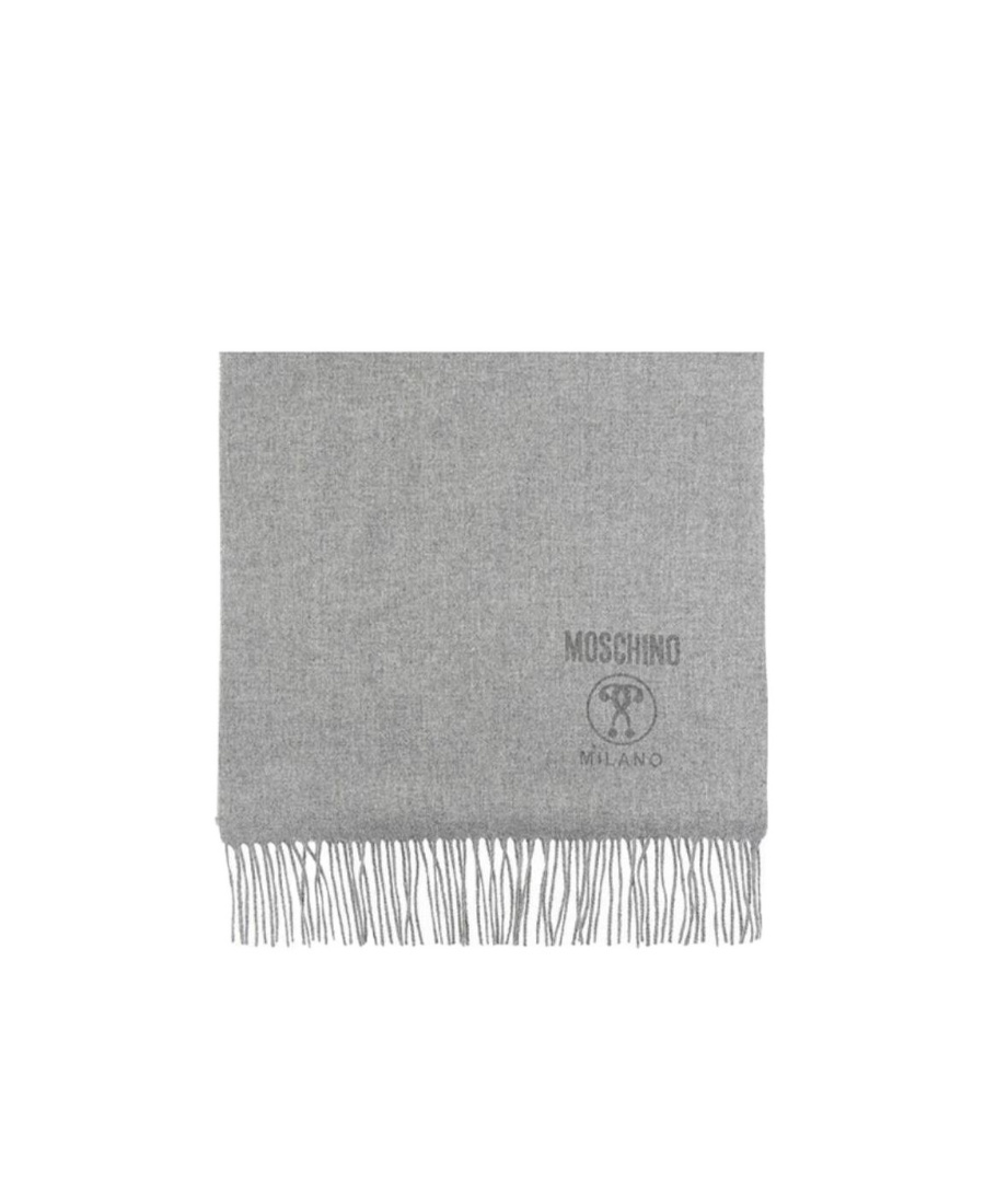 Moschino Logo-print Detail Scarf In Gray