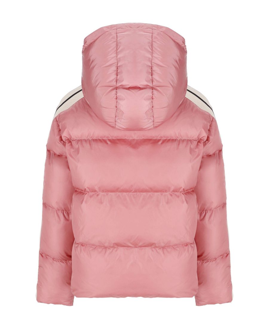 Palm Angels Side-stripe Hooded Puffer Jacket In Pink