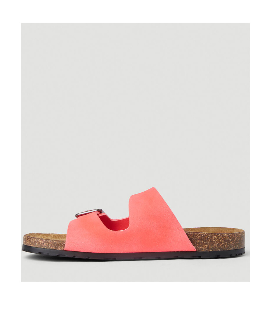 Saint Laurent Jimmy Buckle Flat Sandals In Pink