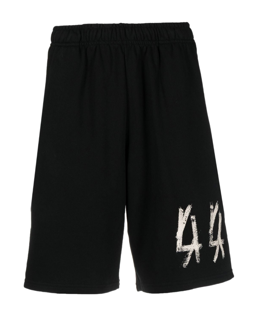 44 Label Group Logo-print Cotton Track Shorts In Black