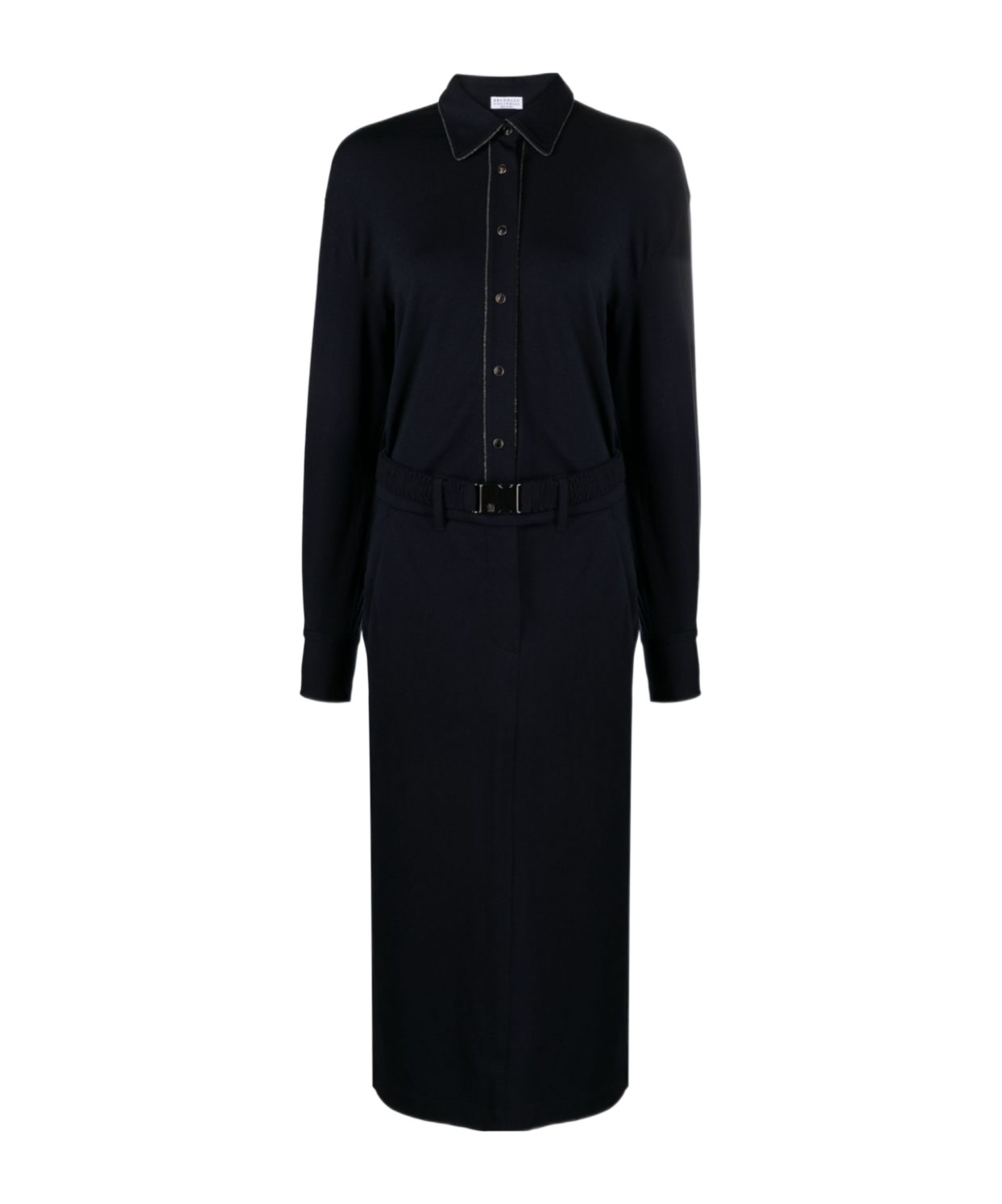 Brunello Cucinelli Monili Chain-embellished Shirt Dress In Black