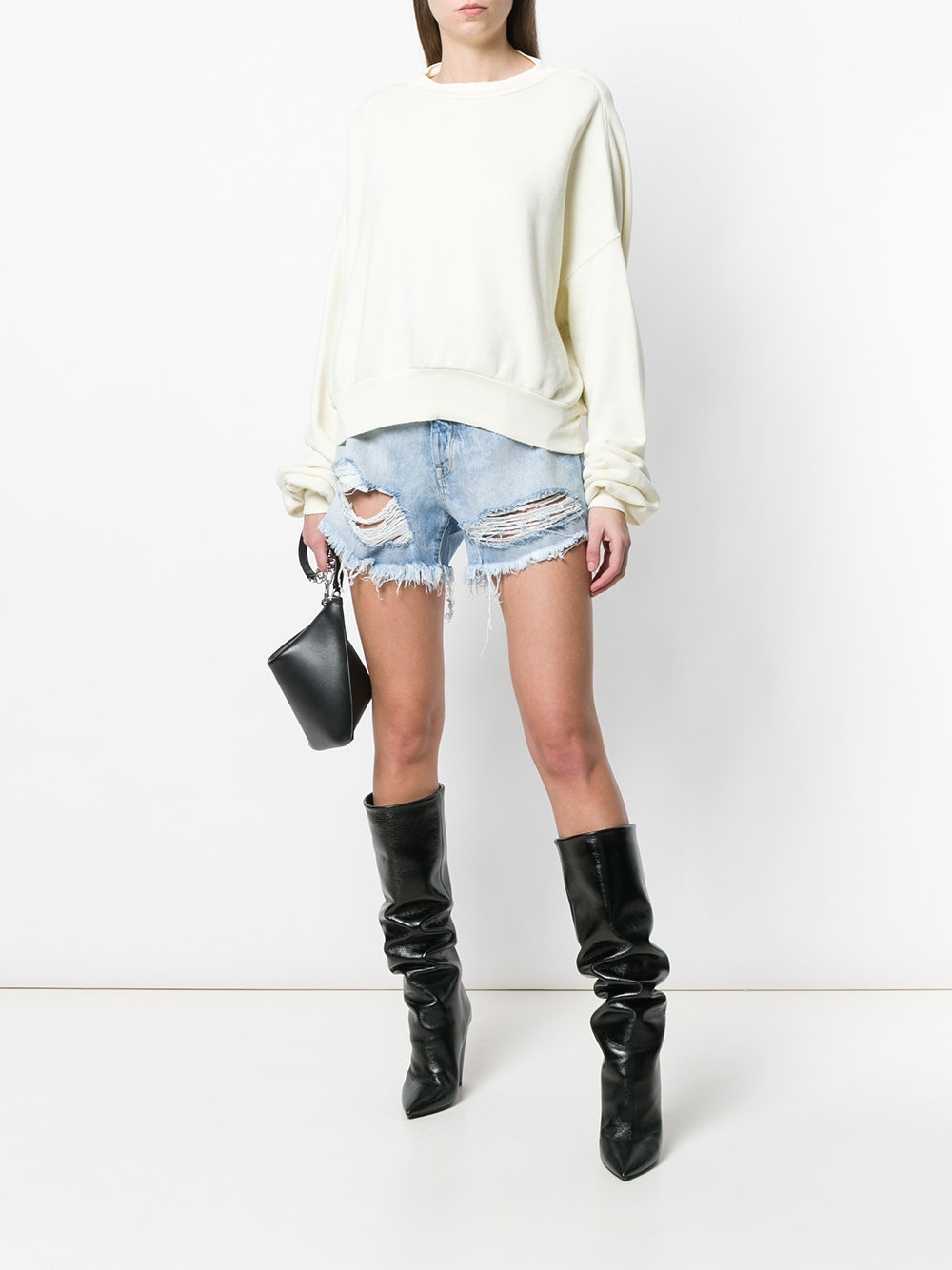 Ben Taverniti Unravel Project Imitation Old Denim Shorts In Blue