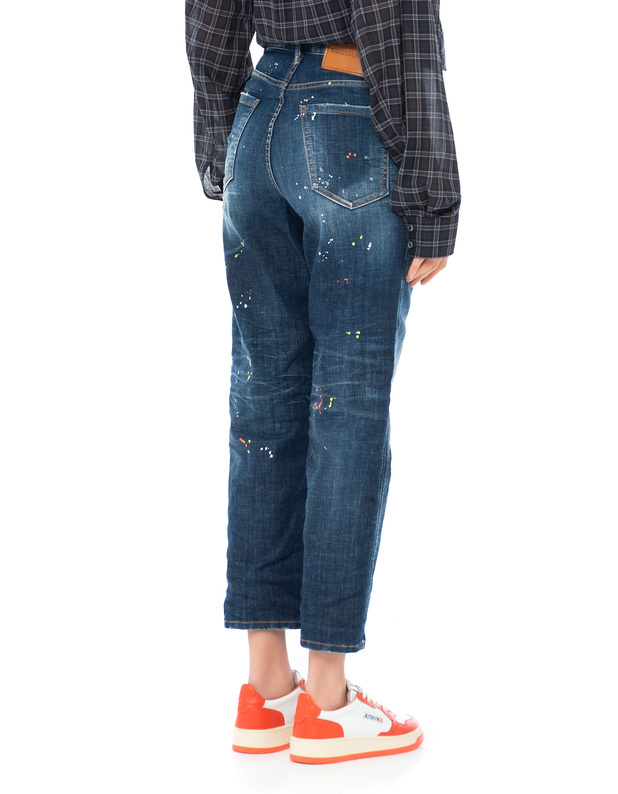 Dsquared2 Paint-splatter Straight-leg Jeans In Blue