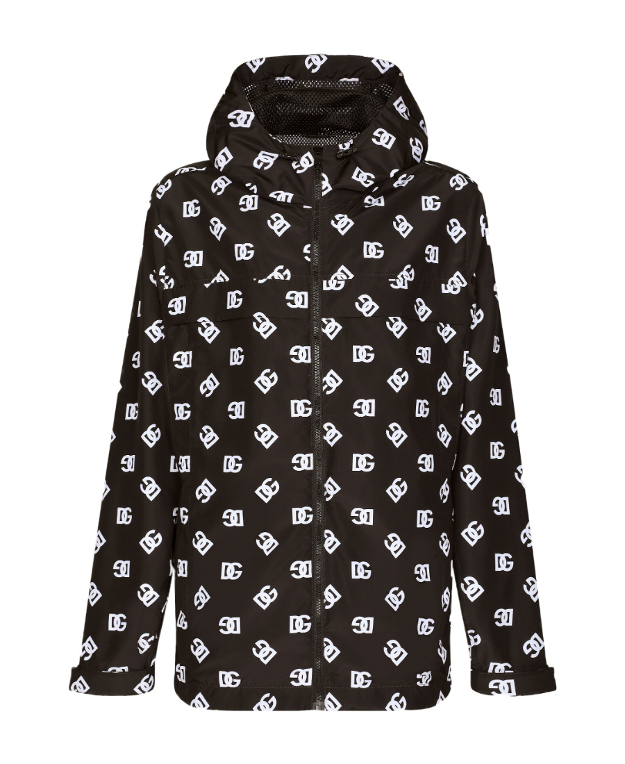 Dolce & Gabbana Monogram-print Zip-up Hoodie In Black