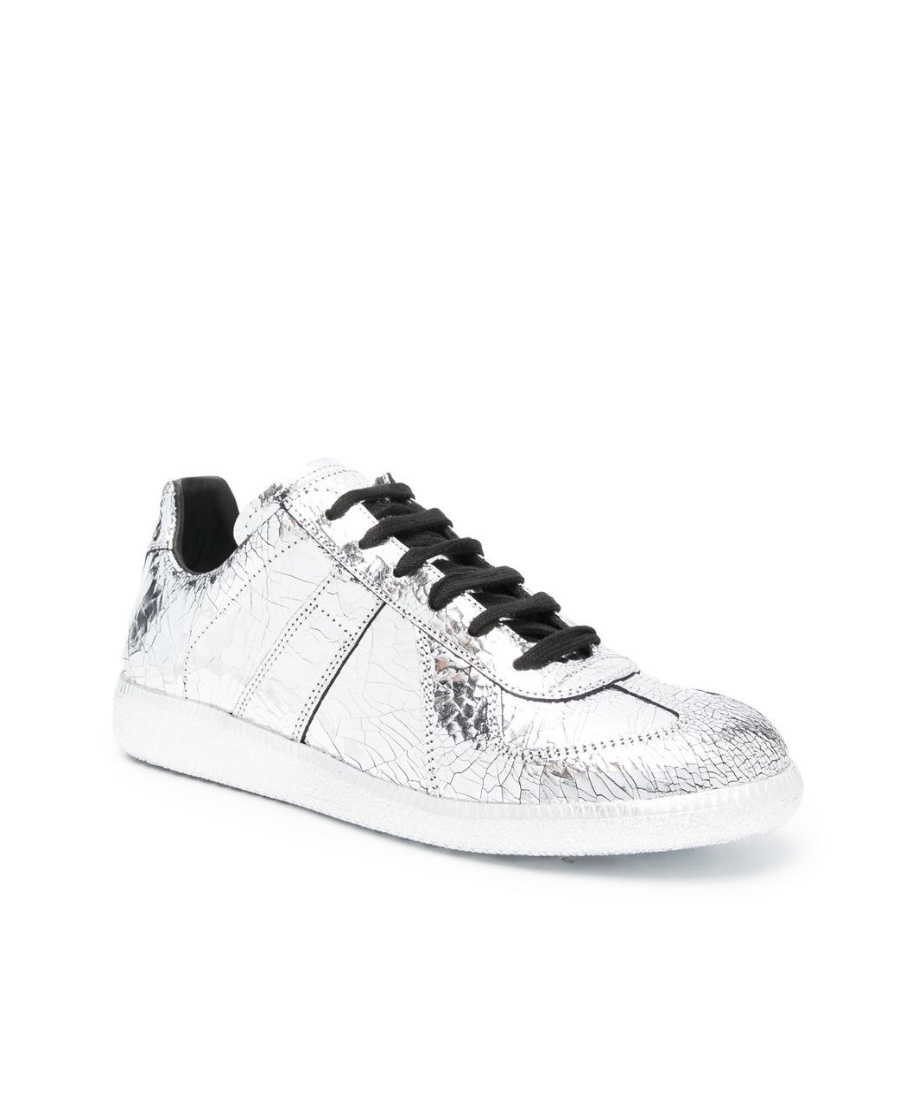 MAISON MARGIELA METALLIC LEATHER LOW-TOP SNEAKERS