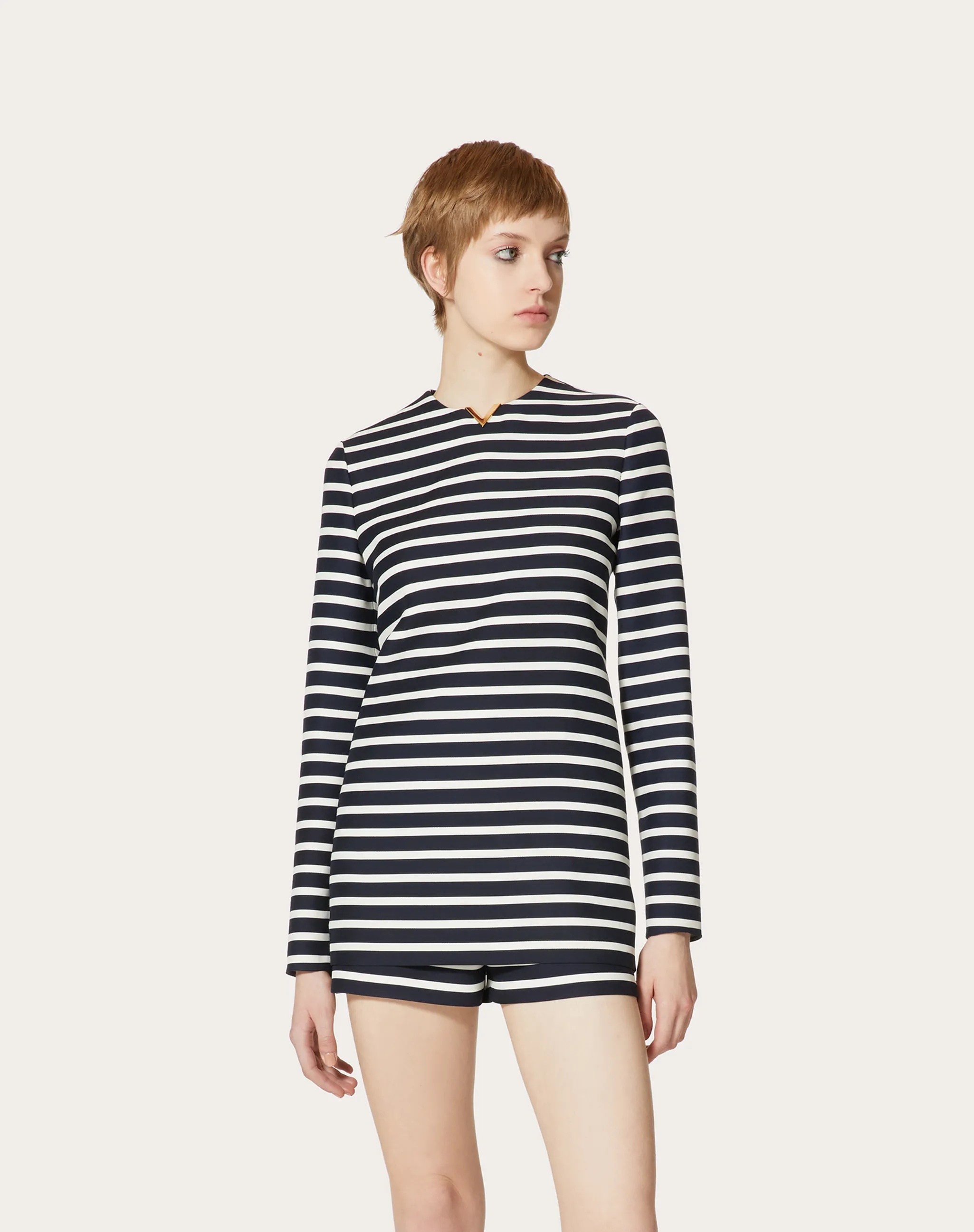 Valentino Stripe Print Jumpsuit In Black