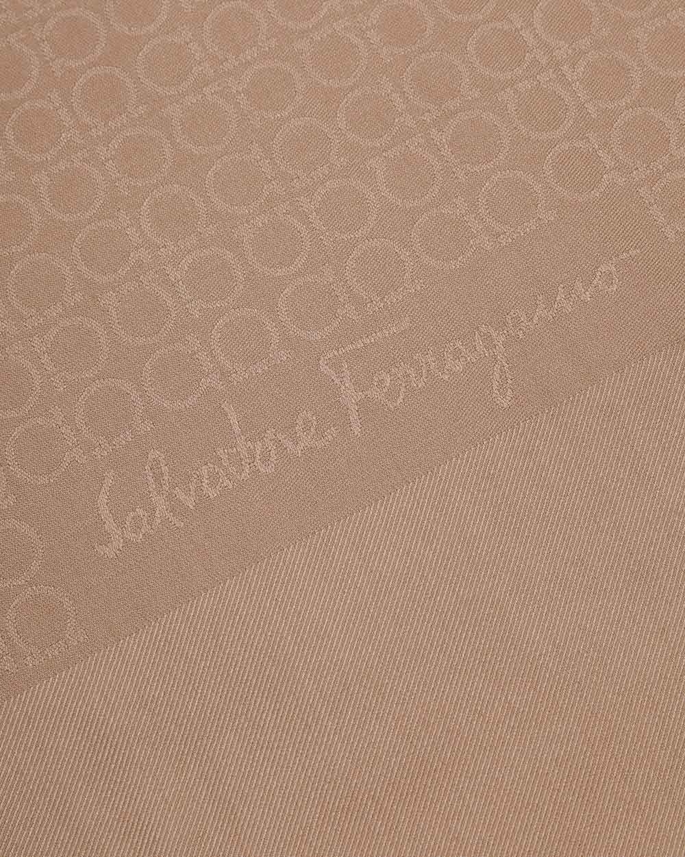 Ferragamo Logo Tassel Scarf In Nude