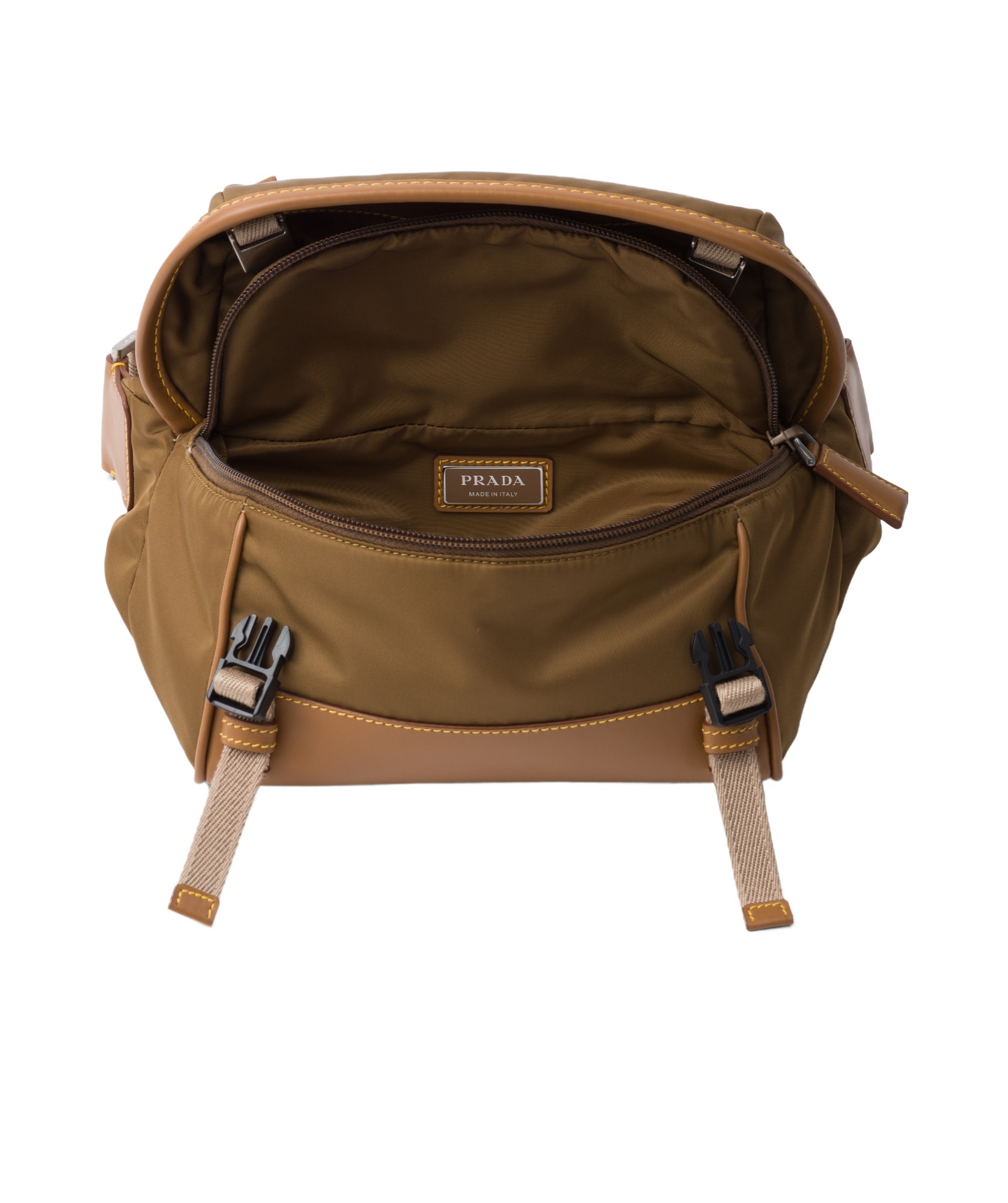 Prada Re-nylon And Leather Shoulder Bag In Brown