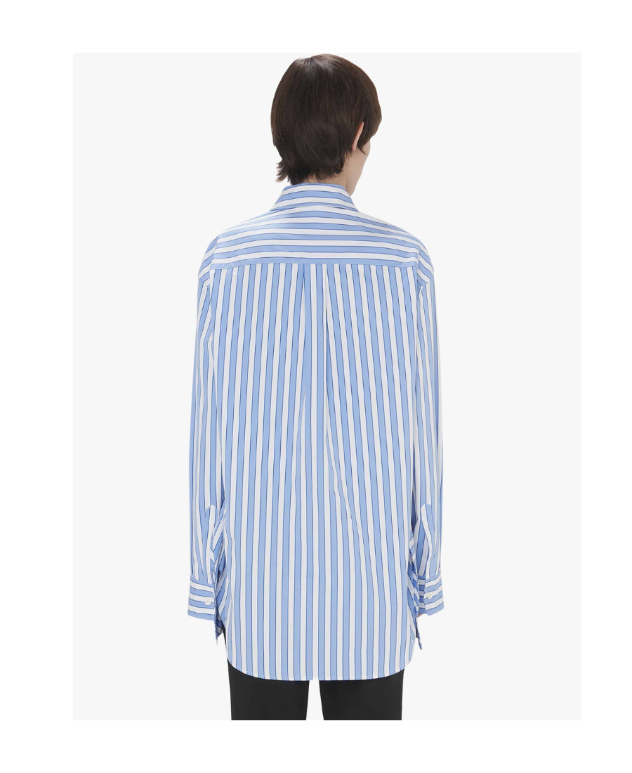 Shop Jw Anderson Stripe-print Draped Cotton Shirt In Blue