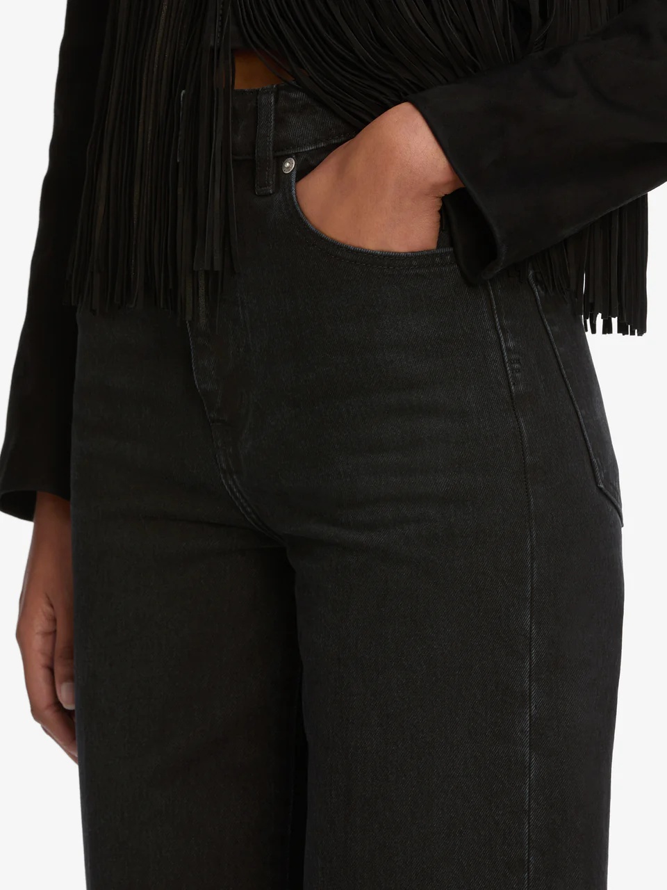 Frame High-waisted Wide-leg Jeans In Black