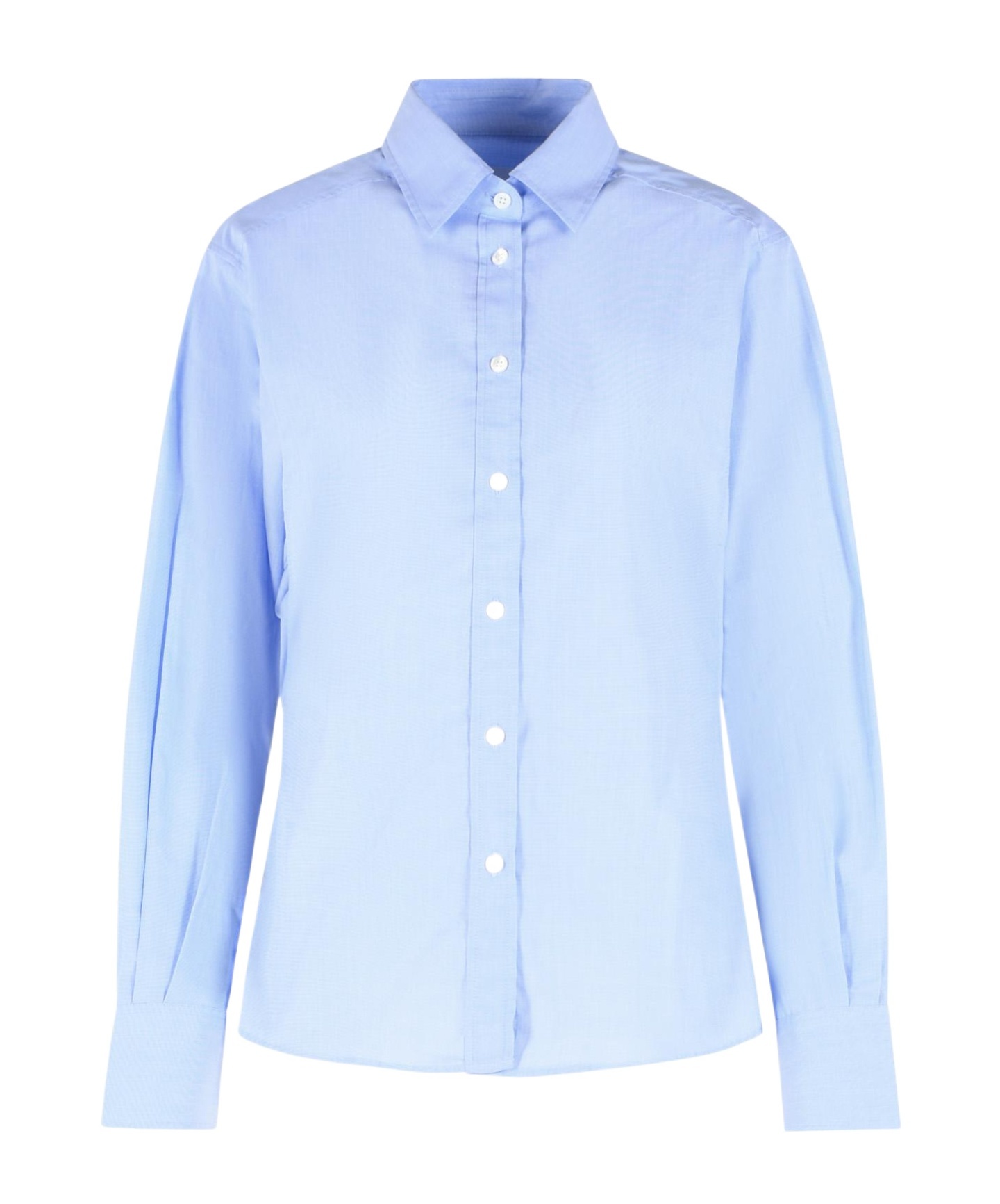 Closed Asymmetric Hem Button-up Shirt In Light Blue