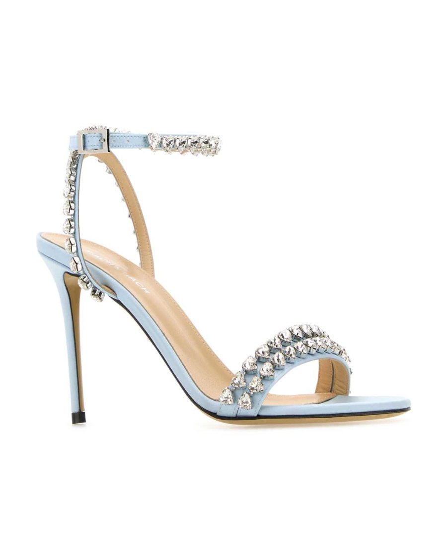 Mach&mach 90mm Crystal-embellished Satin Sandals In Blue
