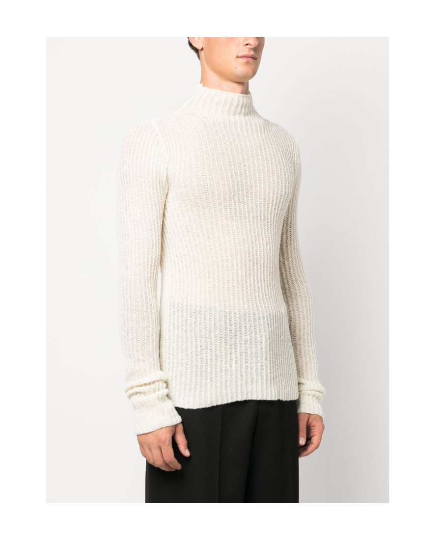 Dries Van Noten High-neck Long-sleeved Sweater In White