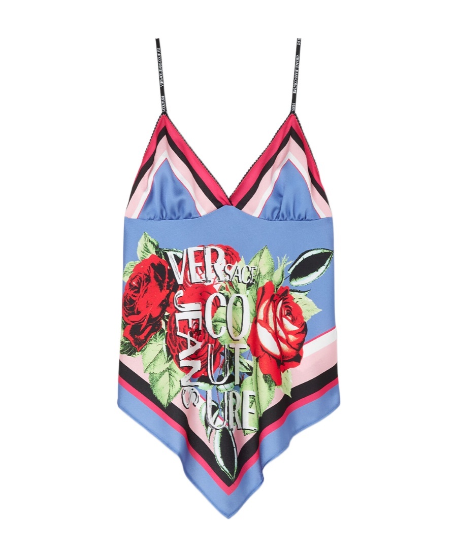 Versace Jeans Floral-print Scarf Camisole Top In Multicolor