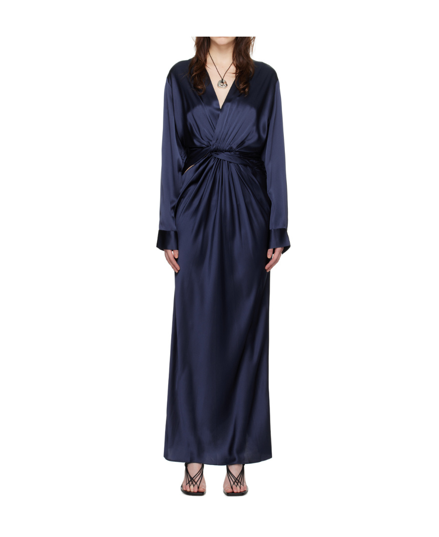 Christopher Esber Triquetra Twist Silk Dress In Blue