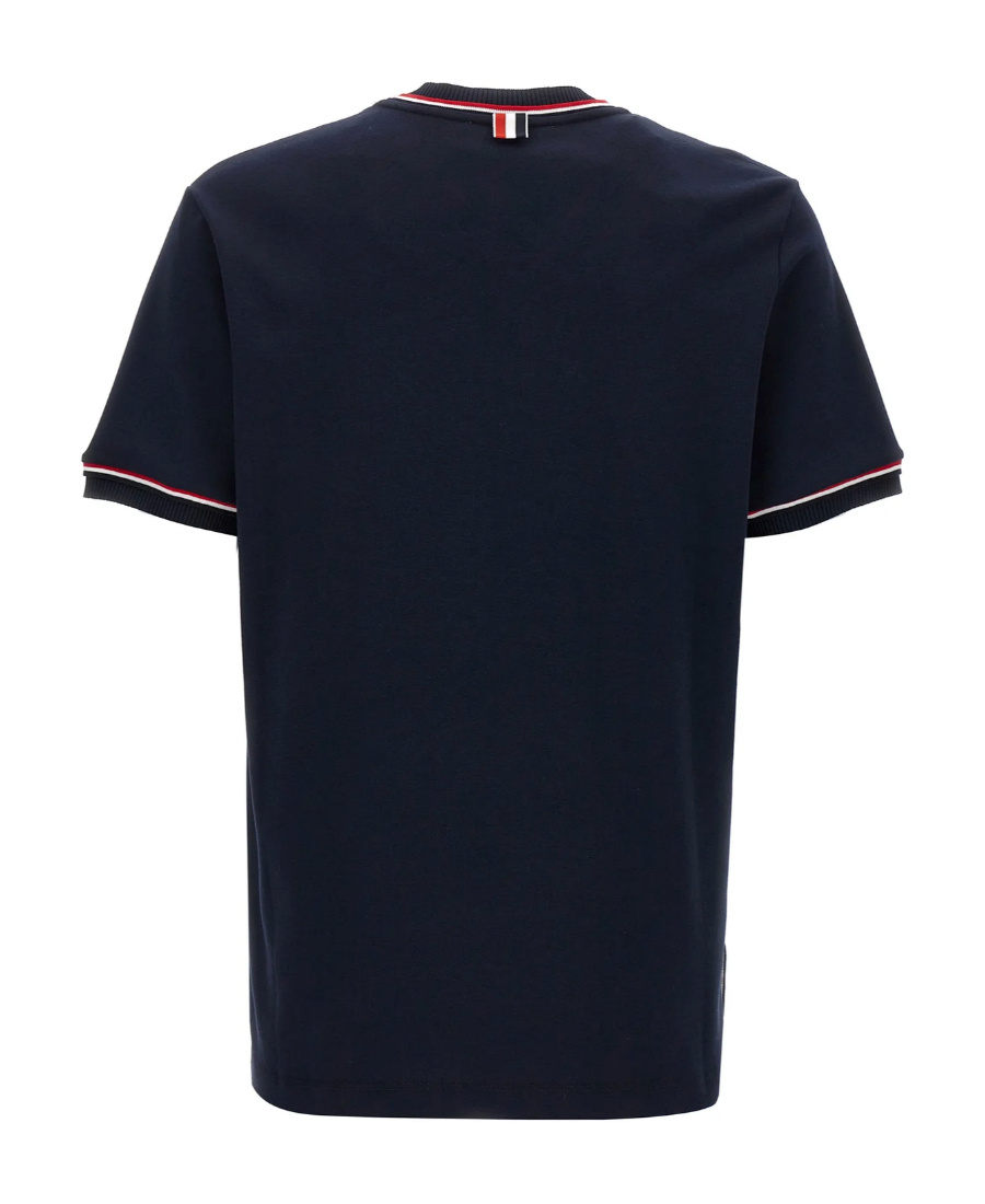 Thom Browne Navy Cotton Rugby Short Sleeve T-shirt In Black