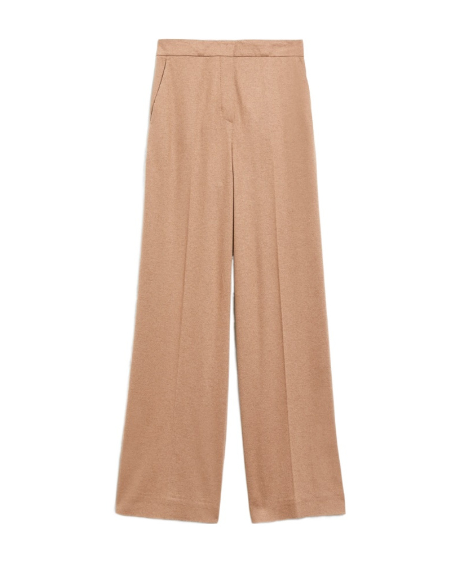 Max Mara Knitted Wide-legged Casual Pants In Nude