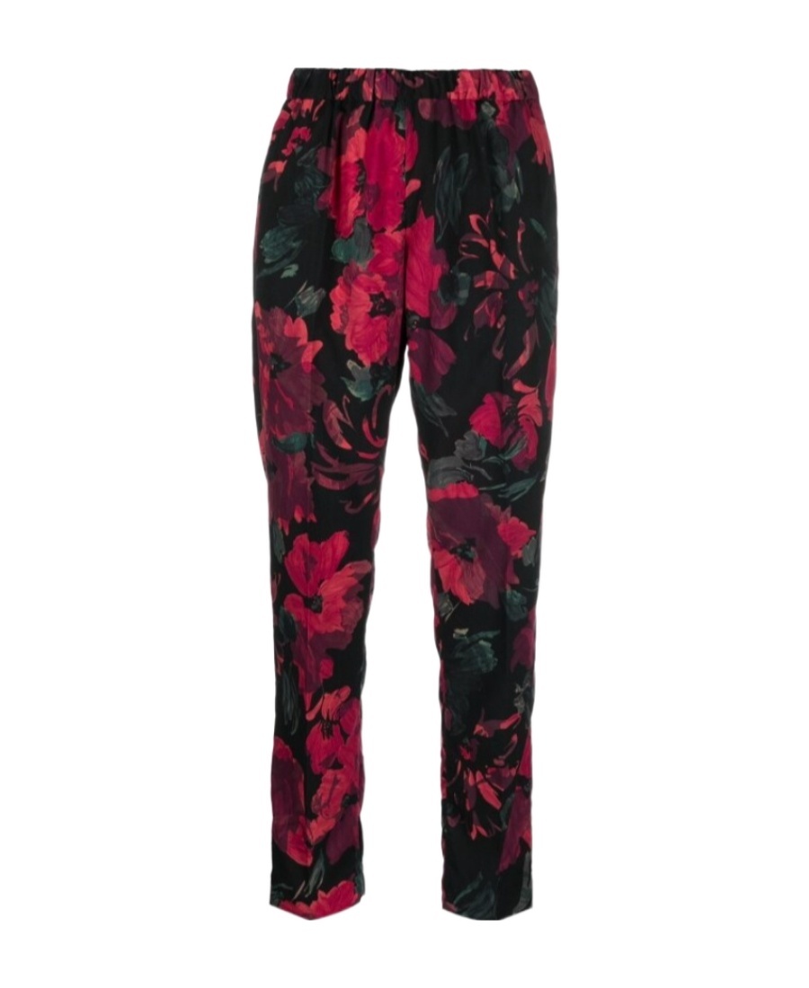 Dries Van Noten Floral Casual Pants In Black