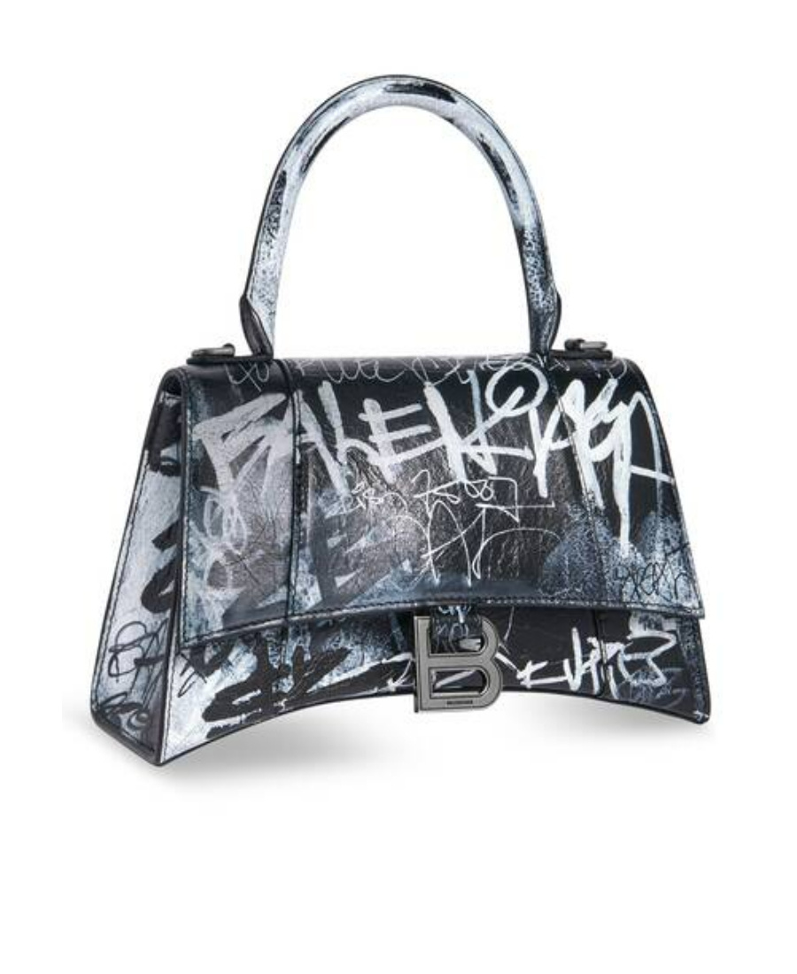 Balenciaga Hourglass S Graffiti-print Tote Bag In Gray