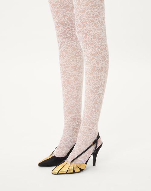 Shop Valentino Foliefoliage Suede Slingback Pump 90mm In Multicolor