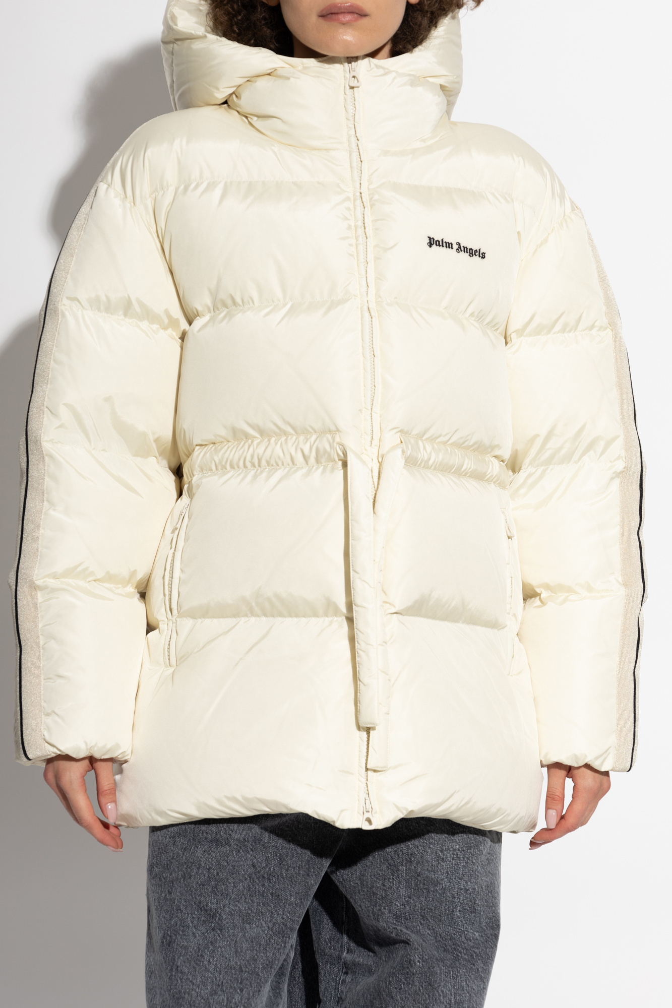 Palm Angels Logo-print Puffer Jacket In White
