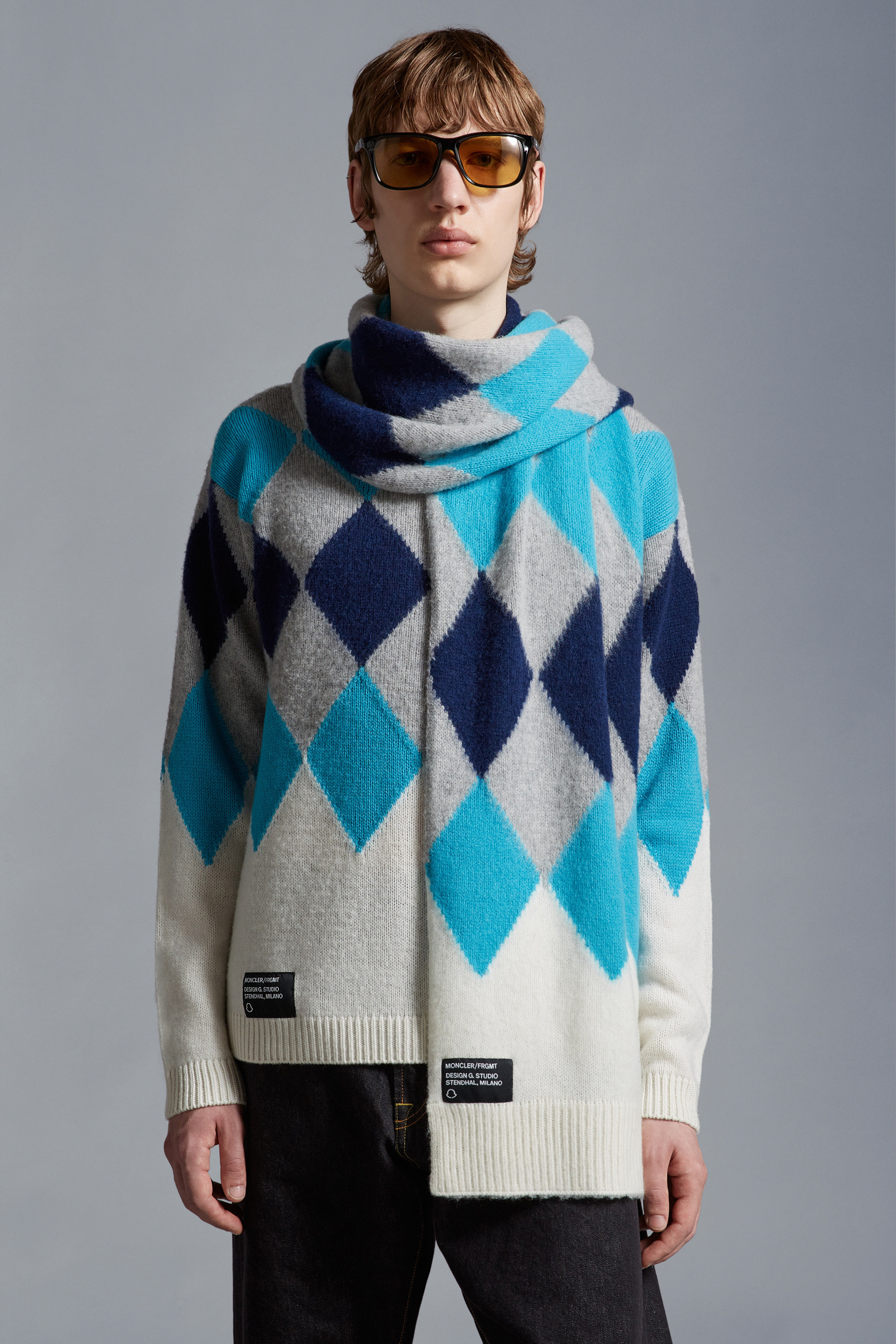 MONCLER ARGYLE WOOL CASHMERE JUMPER