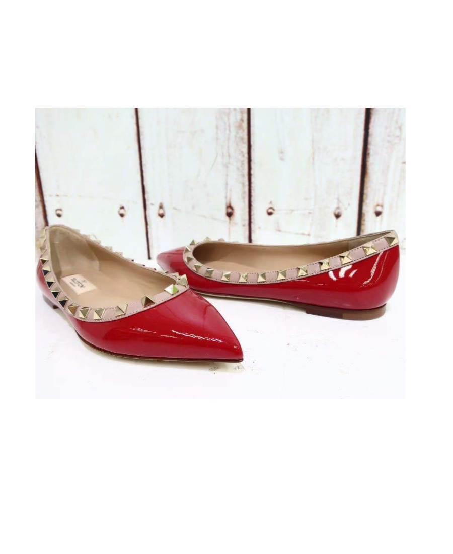 Shop Valentino Rockstud Ballerinas In Red