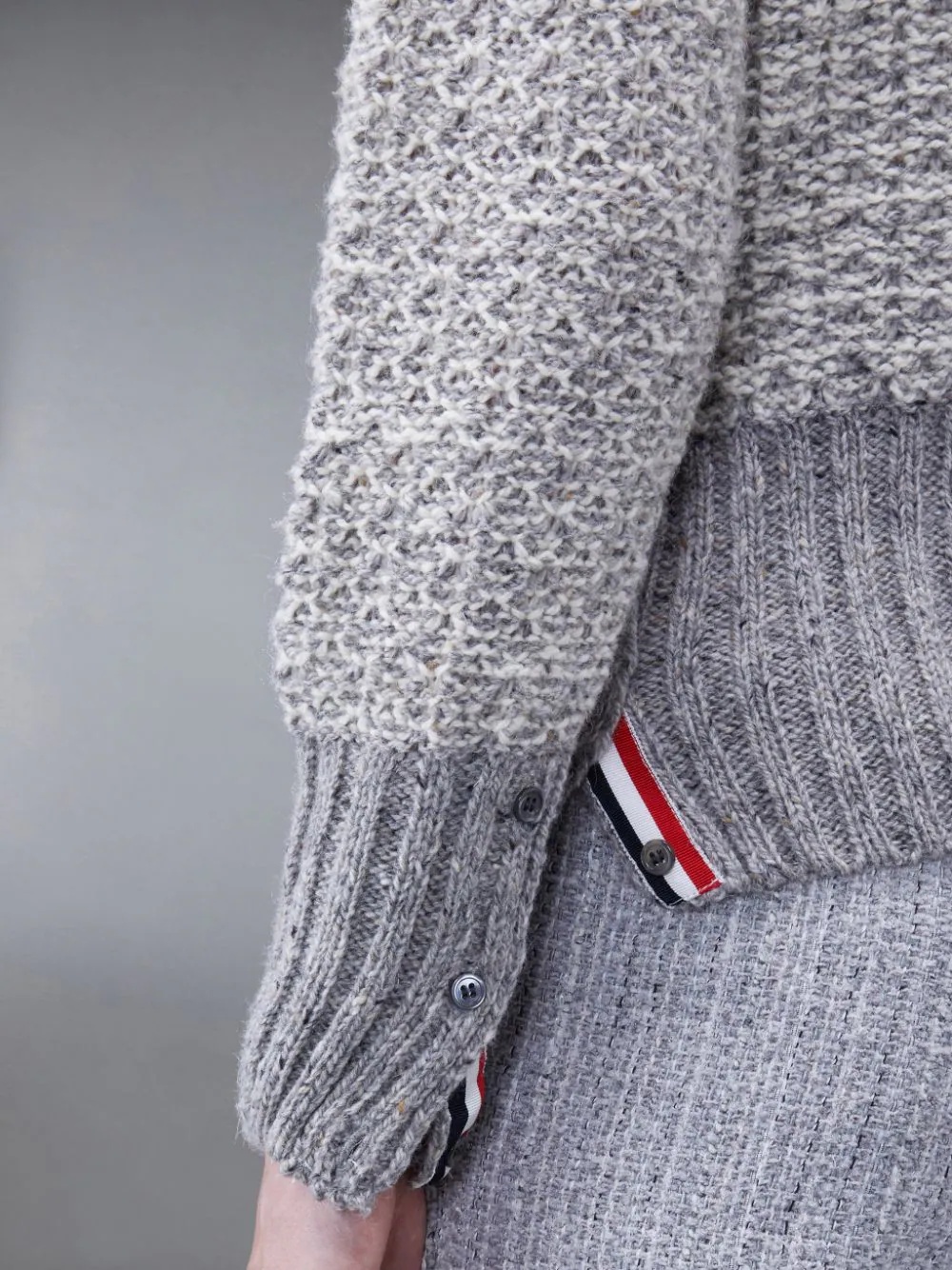 Shop Thom Browne 4-bar Mélange-effect Cardigan In Gray