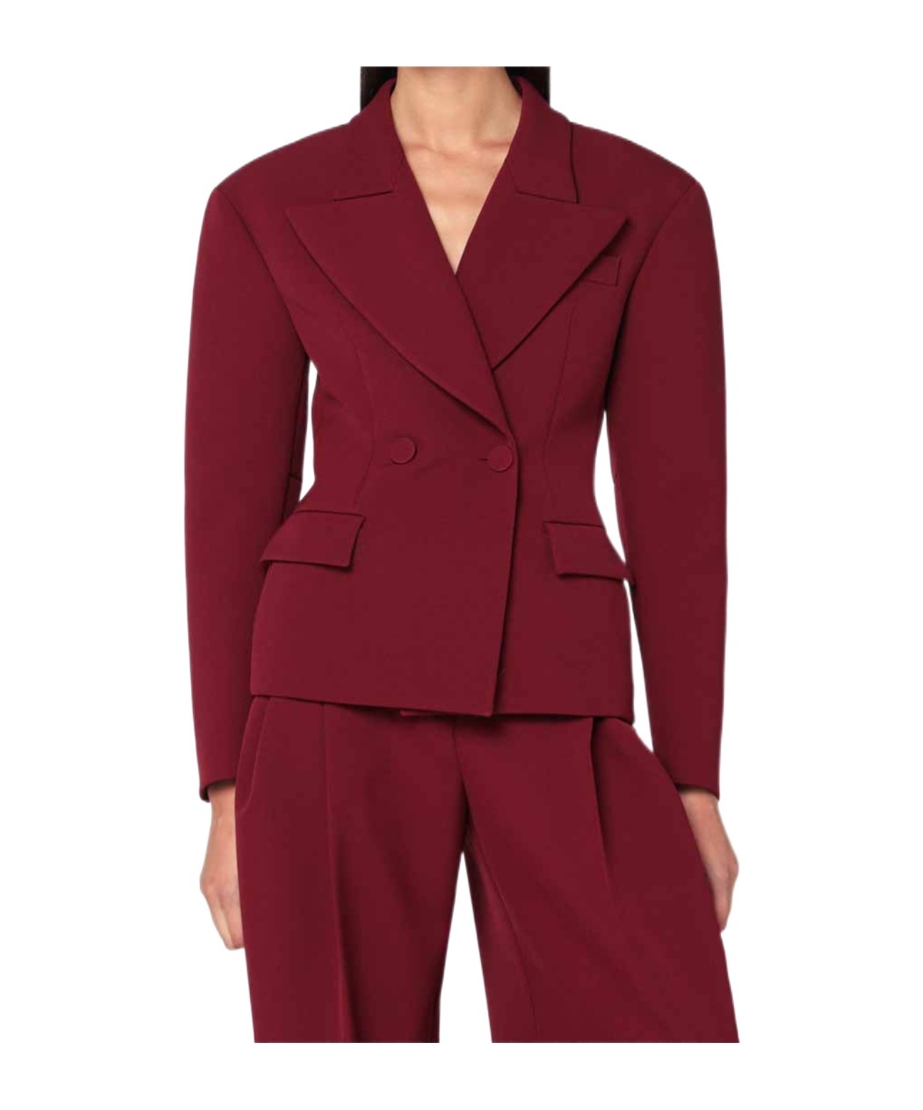 The Andamane Tailored Jacket With Double-breasted Design And Lapels In Burgundy