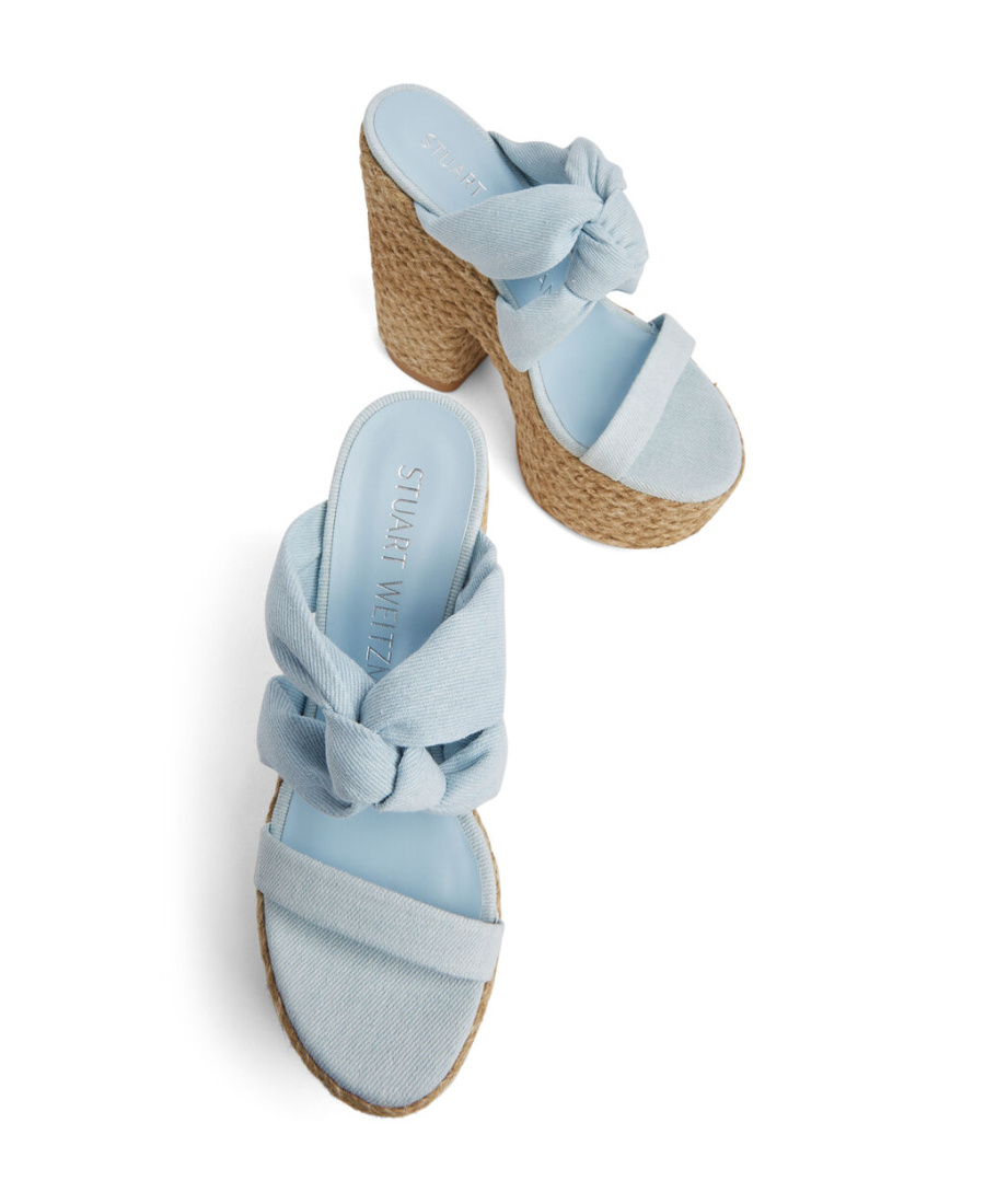 Stuart Weitzman Open Toe Cover Wearing Slope Heel Sandals In Nude