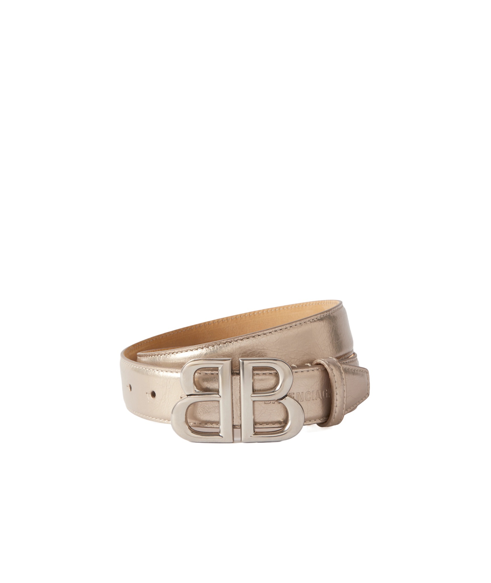 Balenciaga Monaco Leather Belt In Nude