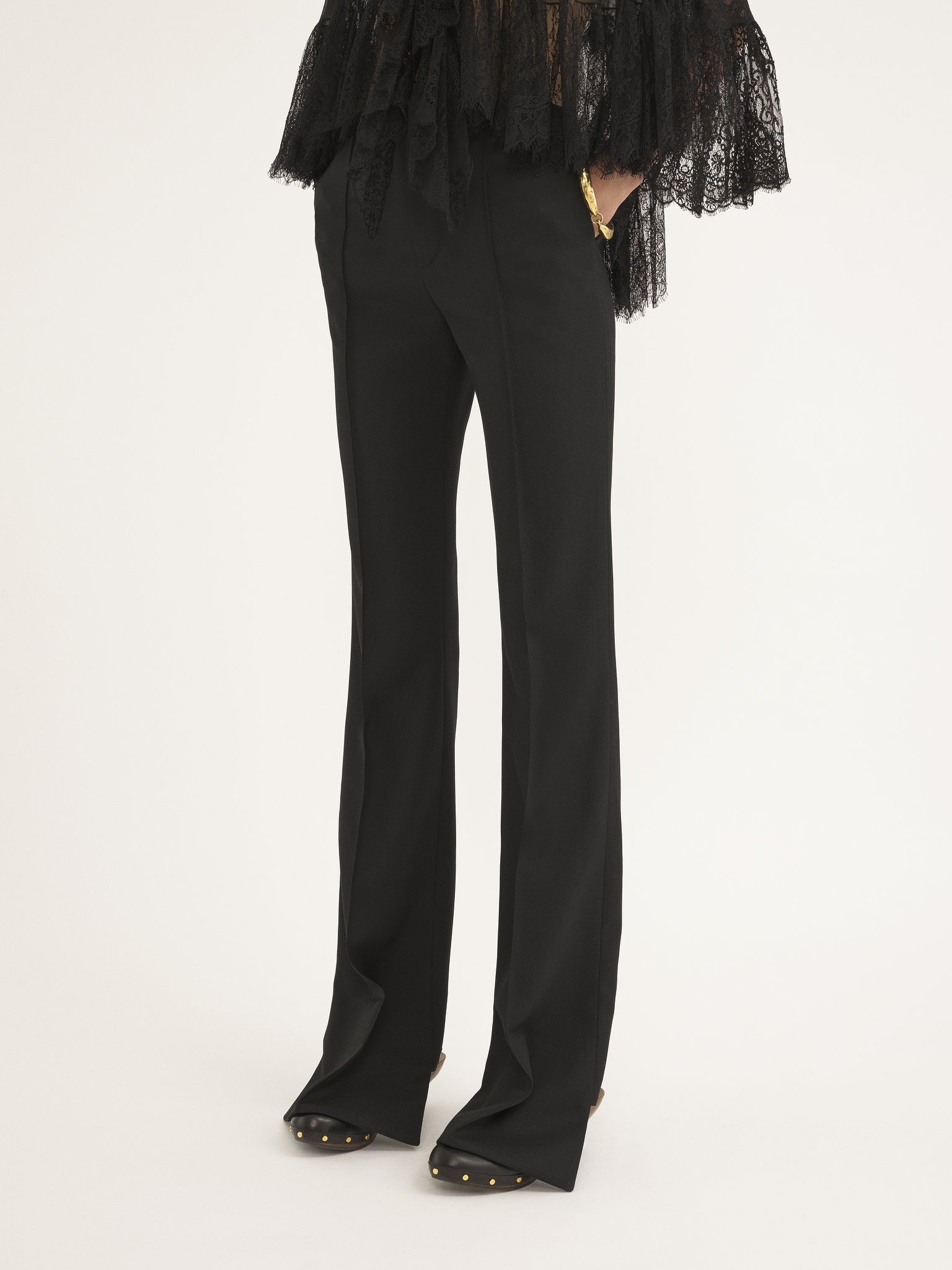 Chloé Flared Wool Trousers In Black