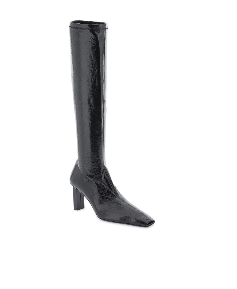 Shop Courrèges 80mm Knee-high Leather Boots In Black