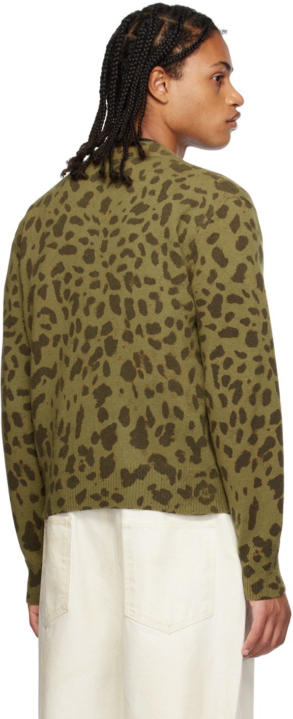 We11 Done Khaki & Brown Leopard Cardigan In Green