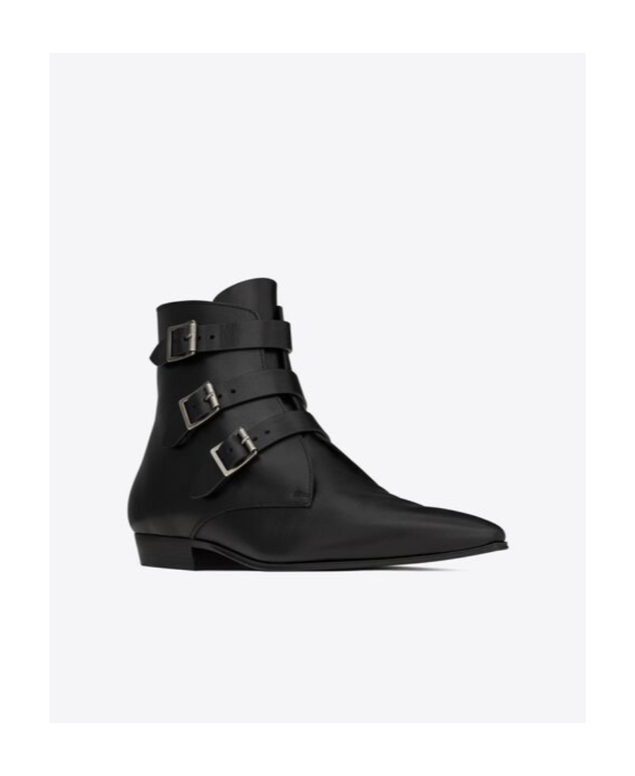 Saint Laurent Black Gothic Manito Boots For Men In Black