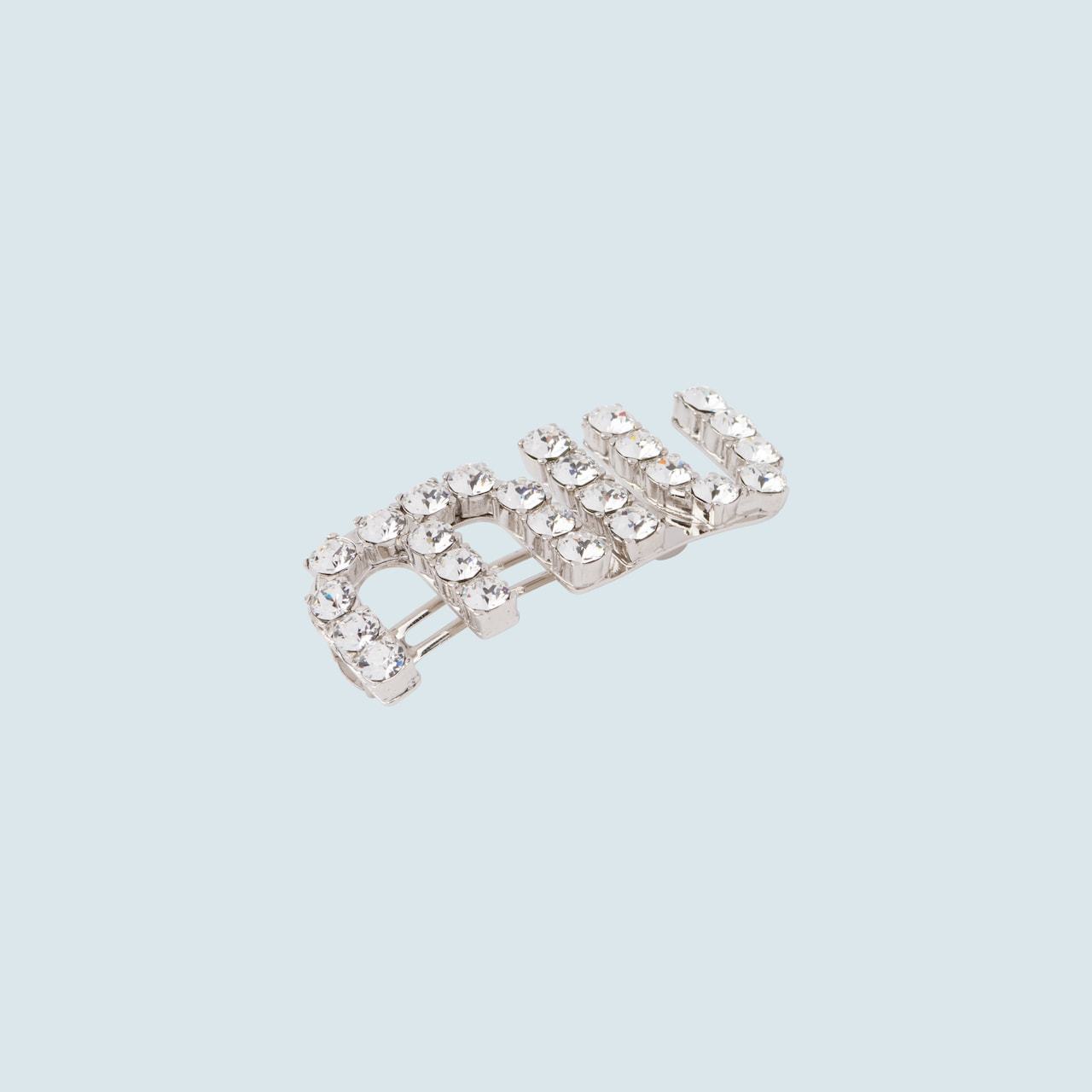 Miu Miu Hair Clip With Crystals In White