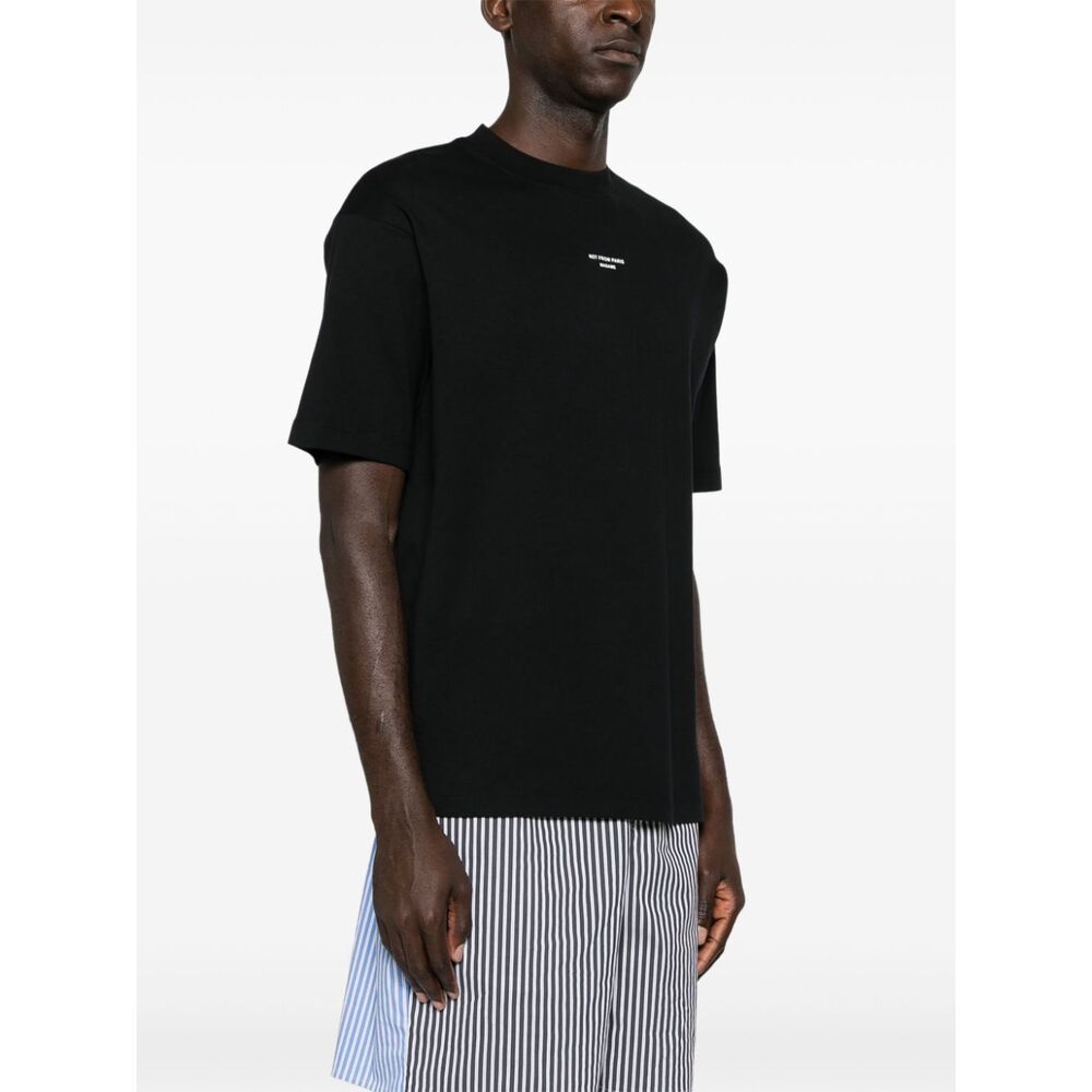 Drôle De Monsieur Black Classic Nfpm T-shirt With Logo Print In Cotton Blend Man In Black