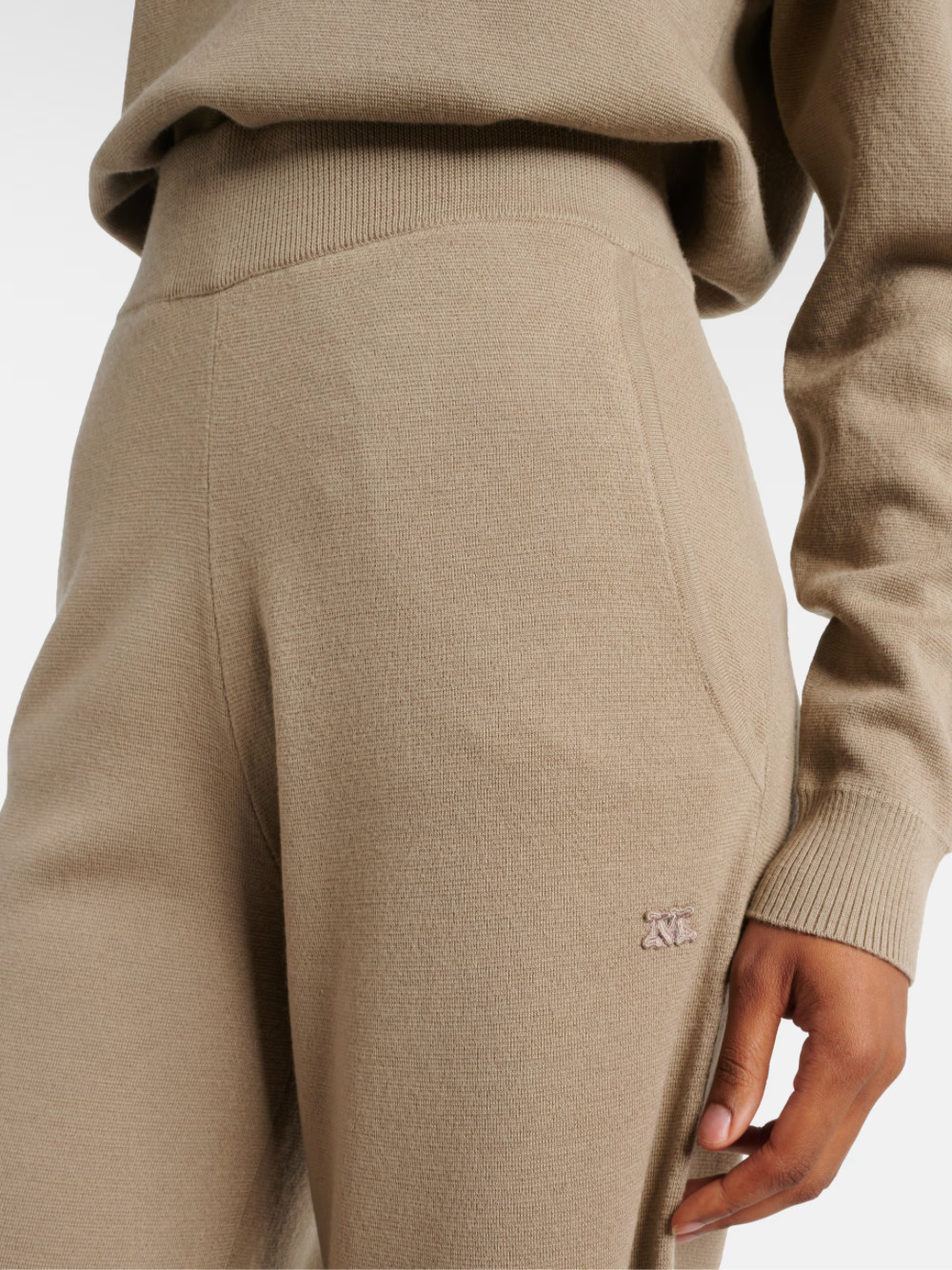 Shop Max Mara High Waist Flared Pants In Nude
