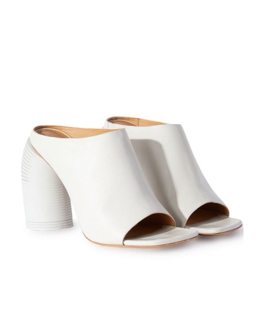 Off-white High-heel Leather Mules In White