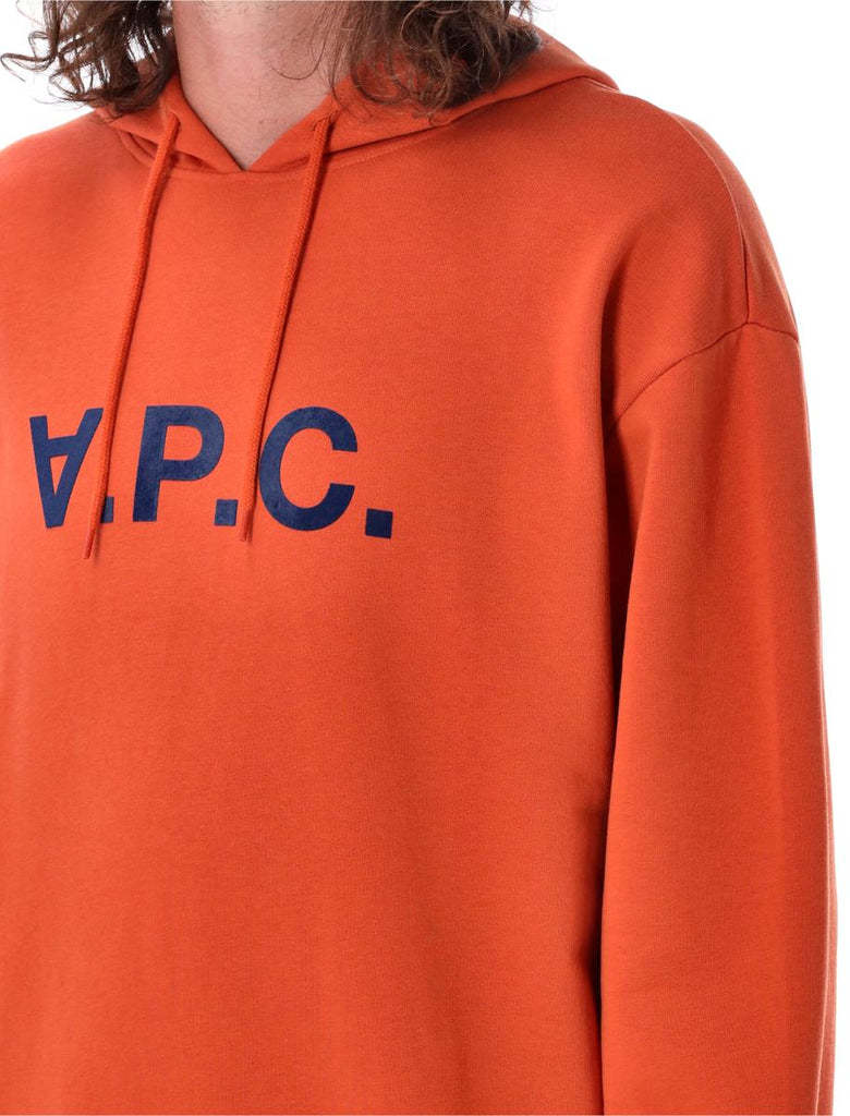Apc A.p.c. Logo Printed Drawstring Hoodie In Red