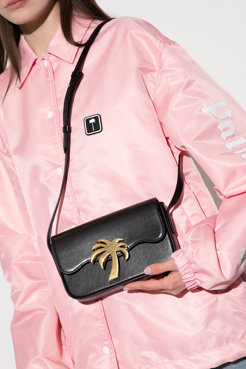 Palm Angels Bridge Crossbody Bag In Smooth Calf Leather In Black